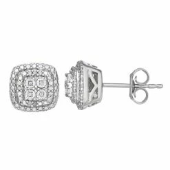 Top 10 😀 Unbranded Sterling Silver 1/10 Carat T.W. Diamond Halo Stud Earrings ⌛