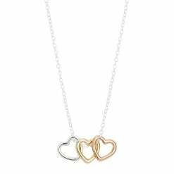 Best Pirce 👏 Love This Life® "Sisters" Sterling Silver Tri-Tone Open Heart Necklace 👏