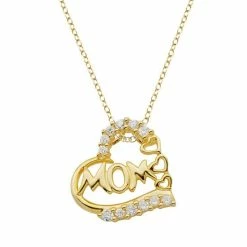 Best reviews of 😀 18k Gold Over Silver Cubic Zirconia Mom Heart Pendant 🔥