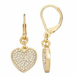 Promo 🧨 Simply Vera Vera Wang Gold Tone Pave Heart Drop Earrings ❤️