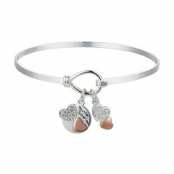 New ๐ Brilliance Crystal ๐ฉ Mother Daughter Bangle Bracelet Silver Tone โจ