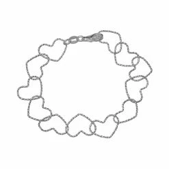 Coupon 🔔 PRIMROSE Sterling Silver Textured Heart Link Bracelet 🌟