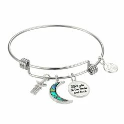 Top 10 ๐ฅฐ Love This Life "Love You To The Moon & Back" Abalone Inlay Moon & Crystal Shooting Star Bracelet ๐