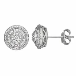 Cheapest 😍 Unbranded Sterling Silver 1/10 Carat T.W. Diamond Halo Stud Earrings 🔥