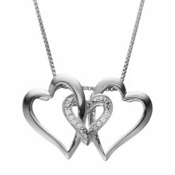 Discount ๐ Unbranded Diamond Accent Sterling Silver Triple Heart Pendant Necklace ๐