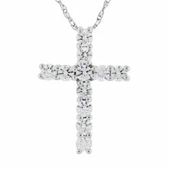Budget β¨ DiamonLuxe Sterling Silver 1/3-ct. T.W. Simulated Diamond Cross Pendant π―