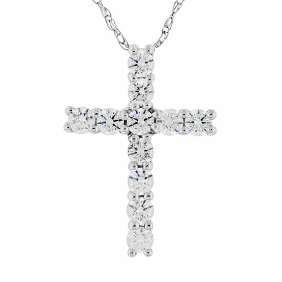 Budget โจ DiamonLuxe Sterling Silver 1/3-ct. T.W. Simulated Diamond Cross Pendant ๐ฏ 3 Budget โจ DiamonLuxe Sterling Silver 1/3-ct. T.W. Simulated Diamond Cross Pendant ๐ฏ