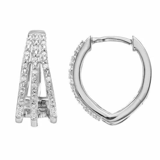 Budget โจ Diamond Brilliance Sterling Silver 1/10 Carat T.W. Diamond Triple Hoop Earrings ๐ 5 Budget โจ Diamond Brilliance Sterling Silver 1/10 Carat T.W. Diamond Triple Hoop Earrings ๐ - Image 3