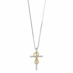 Top 10 π Delicate Diamonds Two Tone Sterling Silver 1/10 Carat T.W. Diamond Infinity Cross Pendant Necklace Rose Tone π―