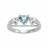 Cheap 💯 Unbranded Sterling Silver Simulated Aquamarine & Lab-Created White Sapphire Triple Heart Ring ⭐ -Valentine's Day Jewelry shop unnamed file 405