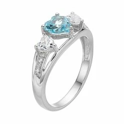 Cheap 💯 Unbranded Sterling Silver Simulated Aquamarine & Lab-Created White Sapphire Triple Heart Ring ⭐ -Valentine's Day Jewelry shop unnamed file 406