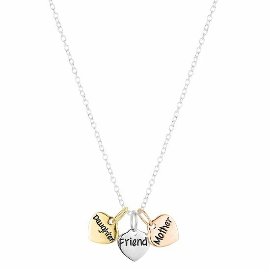 Best Sale ⭐ Love This Life® Sterling Silver "Mother Daughter Friend" Triple Heart Necklace Tri Tone 🧨 3 Best Sale ⭐ Love This Life® Sterling Silver "Mother Daughter Friend" Triple Heart Necklace Tri Tone 🧨