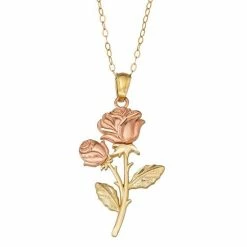 Budget 😉 10k Gold Two Tone Flower Pendant Necklace 🔥