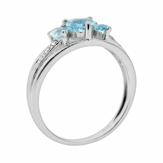 Budget π Gemminded Sterling Silver Lab-Created Aquamarine And Diamond Accent Heart 3-Stone Ring π 4 Budget π Gemminded Sterling Silver Lab-Created Aquamarine And Diamond Accent Heart 3-Stone Ring π - Image 2