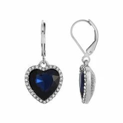 Coupon 𧨠1928 Crystal Heart Leverback Drop Earrings Red π€©