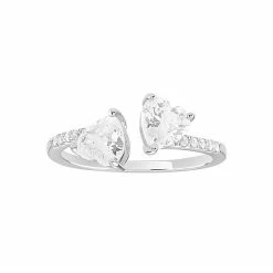 Best Pirce π PRIMROSE Sterling Silver Cubic Zirconia Double Heart Bypass Ring π€©