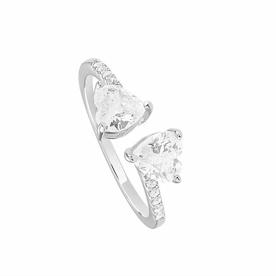 Best Pirce ๐ PRIMROSE Sterling Silver Cubic Zirconia Double Heart Bypass Ring ๐คฉ 4 Best Pirce ๐ PRIMROSE Sterling Silver Cubic Zirconia Double Heart Bypass Ring ๐คฉ - Image 2