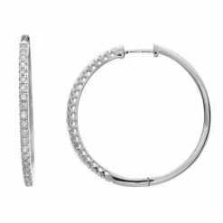 Discount ✨ Unbranded Sterling Silver 1/4 Carat T.W. Diamond Hoop Earrings 🧨
