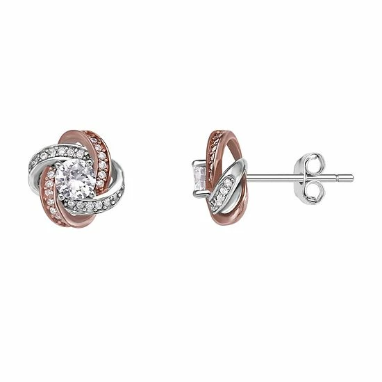 Promo โญ PRIMROSE Two Tone Sterling Silver Cubic Zirconia Love Knot Stud Earrings ๐ 3 Promo โญ PRIMROSE Two Tone Sterling Silver Cubic Zirconia Love Knot Stud Earrings ๐