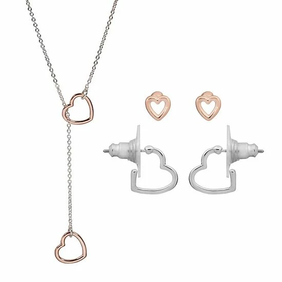 Discount 𧨠LC Lauren Conrad Gold Tone Adjustable Length Heart Nickel Free Necklace And Earring Set β€οΈ 4 Discount 𧨠LC Lauren Conrad Gold Tone Adjustable Length Heart Nickel Free Necklace And Earring Set β€οΈ - Image 2