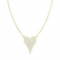 Cheap 😀 Sunkissed Sterling Cubic Zirconia Pave Heart Necklace Silver Tone 🧨