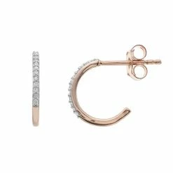 Cheap π Diamond Brilliance Sterling Silver 1/10 Carat T.W. Diamond C-Hoop Earrings π