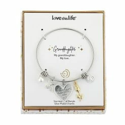 Best Pirce 🤩 Love This Life® Two Tone Stainless Steel "Granddaughter My Love" Crystal Butterfly & Flower Bangle Bracelet 👏 -Valentine's Day Jewelry shop unnamed file 539