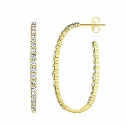 Best Pirce 🤩 Chrystina Gold Tone Crystal 38 Mm Nickel Free Oval Hoop Earrings 😍
