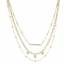 Best Sale 😉 Simply Vera Vera Wang Gold Tone Chain Multistrand Necklace 🔥