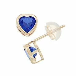 Coupon π₯° Unbranded Pure Gem Collection 10k Gold Lab-Created Sapphire Heart Stud Earrings π
