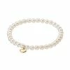 Best deal 🛒 Unbranded Freshwater Cultured Pearl 14k Gold Heart Charm Beaded Stretch Bracelet ⭐