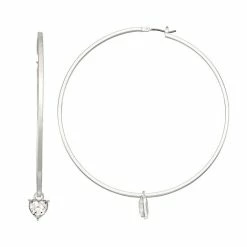 Budget ๐คฉ Nine West Silver Tone Large Heart Click-It Hoop Earrings ๐คฉ