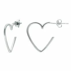 Outlet 🤩 Aleure Precioso Sterling Silver Heart Shaped Hoop Earrings 🌟
