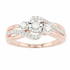 Hot Sale 🧨 Unbranded 14k Rose Gold Over Silver 1/4 Carat T.W. Diamond 3-Stone Ring 🤩