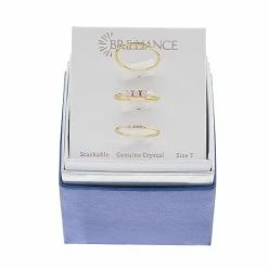 New 😀 Brilliance Crystal Band Ring Set Gold Tone Pink 👏 -Valentine's Day Jewelry shop unnamed file 601