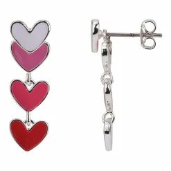 Wholesale 🥰 FAO Schwarz Silver Tone & Enamel Heart Front-Back Earrings ✨