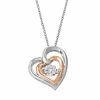 Discount 🤩 Floating DiamonLuxe 9/10 Carat T.W. Simulated Diamond Two Tone Sterling Silver Double Heart Pendant Necklace 🛒 -Valentine's Day Jewelry shop unnamed file 606