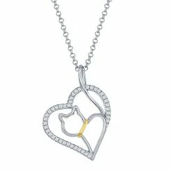 Cheap ๐ฅ Unbranded Sterling Silver Cubic Zirconia Openwork Cat Heart Pendant โ๏ธ