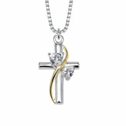 Promo ✨ Timeless Sterling Silver Cubic Zirconia Cross Faith Pendant ✔️