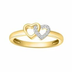 Cheapest 💯 Unbranded 14k Gold Over Silver Diamond Accent Twin Heart Ring ✔️
