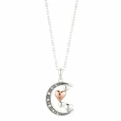 Cheap 😀 Brilliance Crystal Two-Tone Moon & Hearts Necklace 🔔