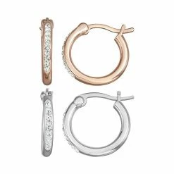 Hot Sale ⌛ Chrystina Two-Tone Crystal Hoop Earring Set Two Tone 👏