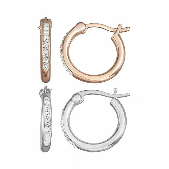 Hot Sale β Chrystina Two-Tone Crystal Hoop Earring Set Two Tone π 5 Hot Sale β Chrystina Two-Tone Crystal Hoop Earring Set Two Tone π - Image 3