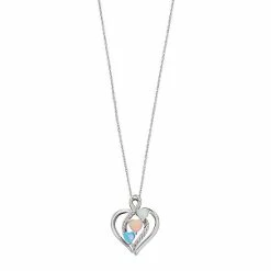 Budget 💯 Unbranded Sterling Silver Lab-Created Opal & White Sapphire Heart Pendant 👏