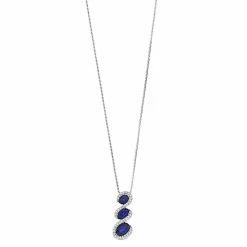 Brand new 🛒 Unbranded Sterling Silver Created Sapphire & Created White Sapphire Oval Pendant Necklace 🔥