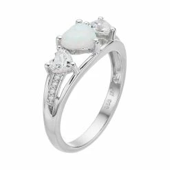 Cheap 😀 Unbranded Sterling Silver Lab-Created Opal & White Sapphire Triple Heart Ring 🔔 -Valentine's Day Jewelry shop unnamed file 720