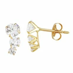 Coupon 😀 Taylor Grace 10k Gold Cubic Zirconia Crawler Stud Earrings 😍