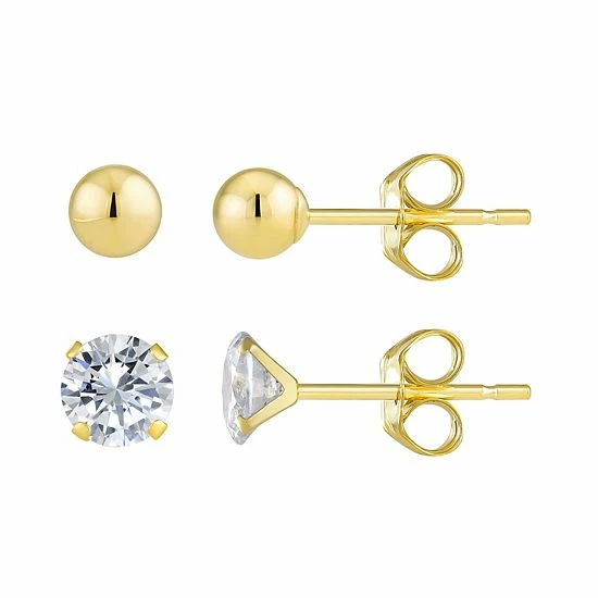 Discount 👏 Taylor Grace 10k Gold 4 Mm Ball & 5 Mm Cubic Zirconia Stud Earring Set ✨ 3 Discount 👏 Taylor Grace 10k Gold 4 Mm Ball & 5 Mm Cubic Zirconia Stud Earring Set ✨