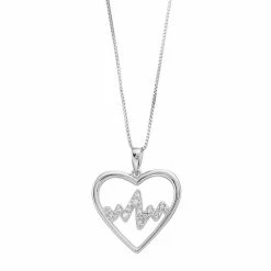 Deals π Delicate Diamonds Sterling Silver 1/10 Carat T.W. Diamond Heartbeat Heart Pendant Necklace β