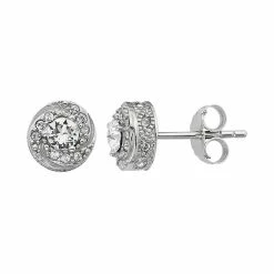 Cheap 🔥 Lovemark Diamond Splendor Sterling Silver Crystal & Diamond Accent Halo Stud Earrings 👍